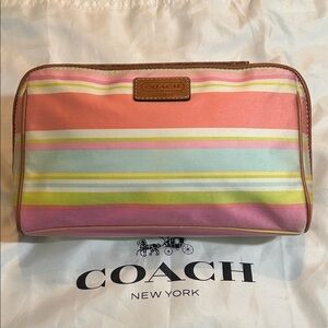 Coach Striped Cosmetic Pouch- Makeup bag